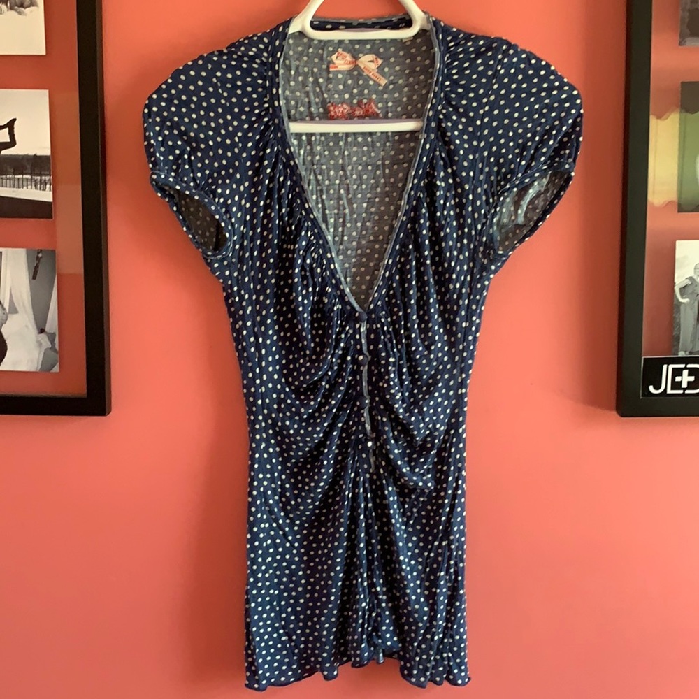 Miss Sixty blue polka dot top